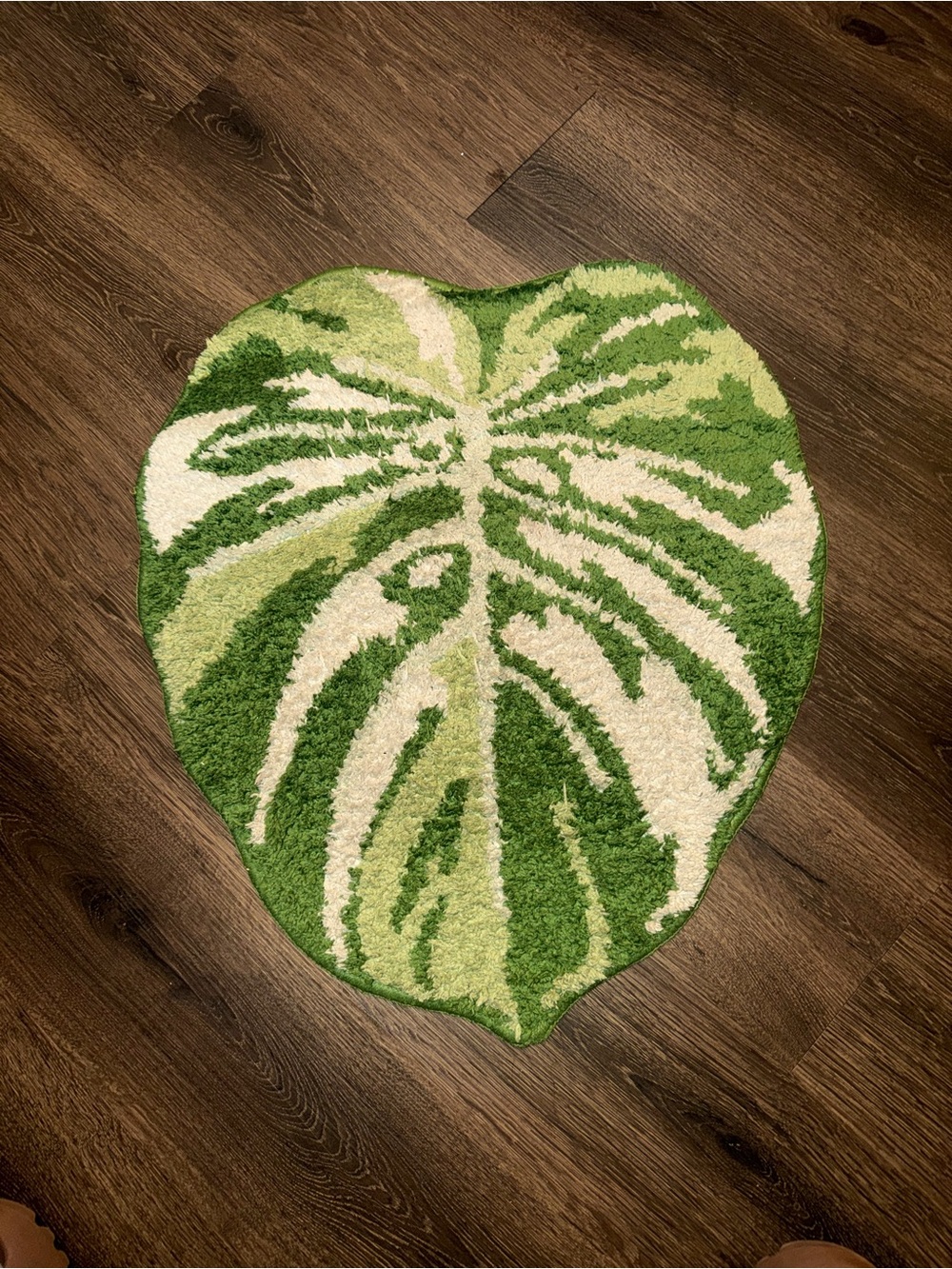 Green Leaf Bath Rug - Plush Shaggy Accent Rug